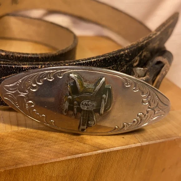 Handmade Ranchero leather vintage belt w/buckle